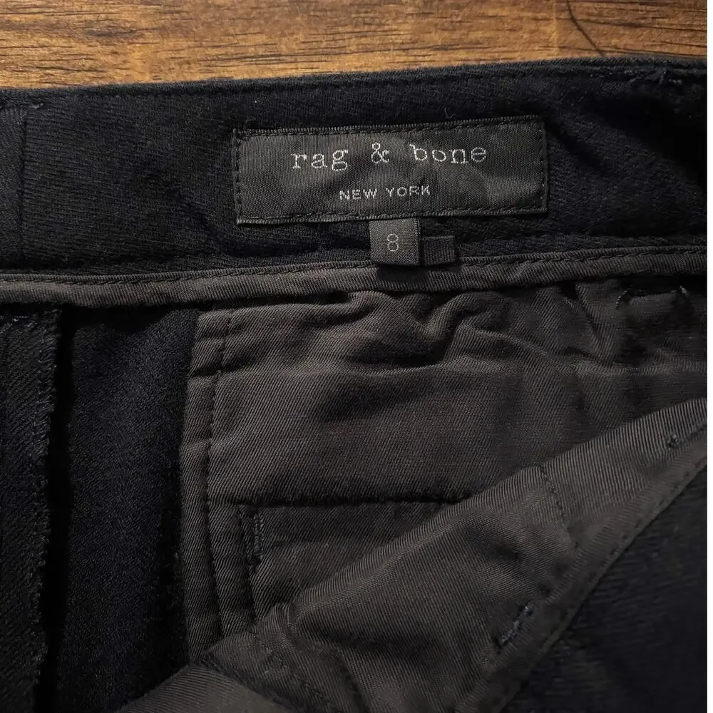 Rag & Bone Women’s 8 Pants Slim Straight Leg Wool Blend Trouser Black